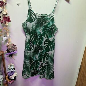 Green Leaf Print Dress